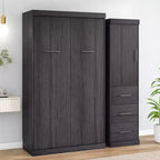 Lit escamotable en bois avec armoire et tiroirs