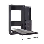 Lit escamotable en bois avec armoire et tiroirs