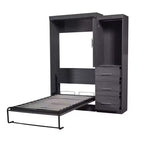 Lit escamotable en bois avec armoire et tiroirs