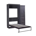 Lit escamotable en bois avec armoire et tiroirs
