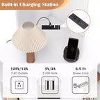 Étagère d'angle à 6 niveaux 63 po de haut avec 2 ports USB et station de charge Brun/Blanc