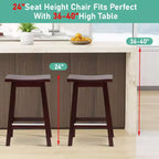 Tabouret de bar classique en bois de 24/30 pouces, siège selle, lot de 2 tabourets de bar de cuisine avec repose-pieds, tabourets en bois de hauteur comptoir pour la maison