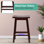 Tabouret de bar classique en bois de 24/30 pouces, siège selle, lot de 2 tabourets de bar de cuisine avec repose-pieds, tabourets en bois de hauteur comptoir pour la maison