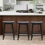 Tabouret de bar classique en bois de 24/30 pouces, siège selle, lot de 2 tabourets de bar de cuisine avec repose-pieds, tabourets en bois de hauteur comptoir pour la maison