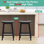 Tabouret de bar classique en bois de 24/30 pouces, siège selle, lot de 2 tabourets de bar de cuisine avec repose-pieds, tabourets en bois de hauteur comptoir pour la maison