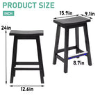 Tabouret de bar classique en bois de 24/30 pouces, siège selle, lot de 2 tabourets de bar de cuisine avec repose-pieds, tabourets en bois de hauteur comptoir pour la maison