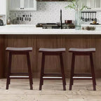 Tabouret de bar classique en bois de 24/30 pouces, siège selle, lot de 2 tabourets de bar de cuisine avec repose-pieds, tabourets en bois de hauteur comptoir pour la maison