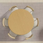 Table à manger ronde en bois de 52 po pour 4 à 6 personnes avec plateau à bord arqué et base conique texturée pour salon/salle à manger/café/bureau Naturel