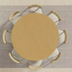 Table de salle à manger ronde en bois massif de 60" - Table de cuisine pour 6-8 personnes avec plateau et pieds cylindriques concaves pour salon/salle à manger/bureau - Naturel