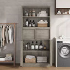 Meuble de salle de bain avec portes et tiroirs, meuble de rangement sur pied, meuble de rangement haut pour salle de bain, salon, cuisine, garde-manger