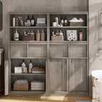 Meuble de salle de bain avec portes et tiroirs, meuble de rangement sur pied, meuble de rangement haut pour salle de bain, salon, cuisine, garde-manger