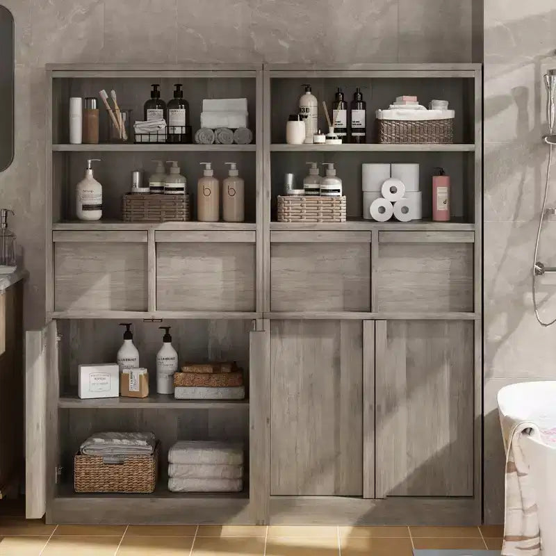 Meuble de salle de bain avec portes et tiroirs, meuble de rangement sur pied, meuble de rangement haut pour salle de bain, salon, cuisine, garde-manger