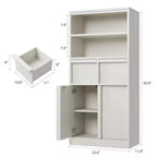 Meuble de salle de bain avec portes et tiroirs, meuble de rangement sur pied, meuble de rangement haut pour salle de bain, salon, cuisine, garde-manger