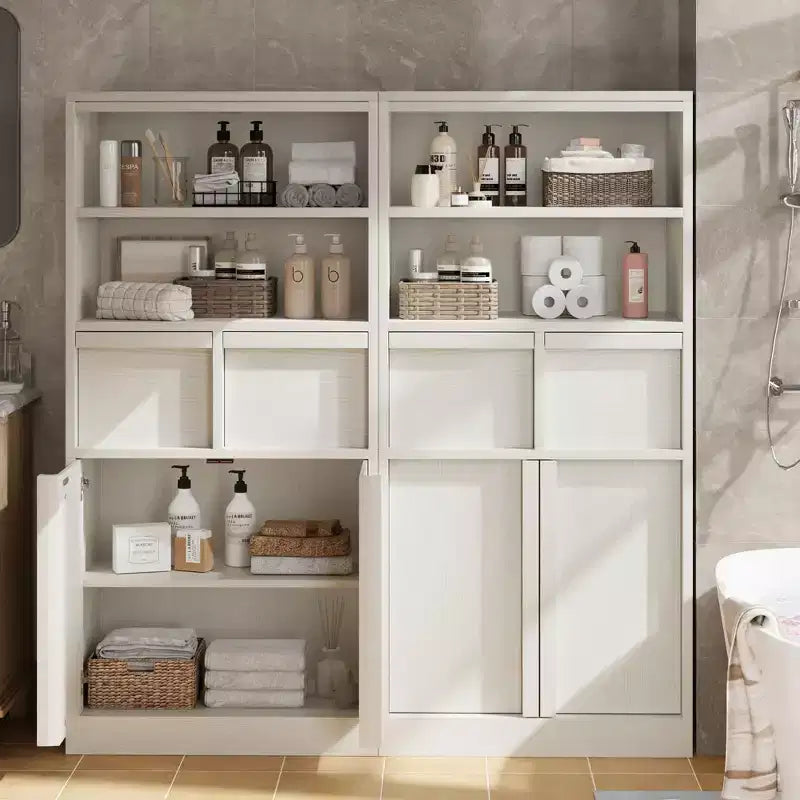 Meuble de salle de bain avec portes et tiroirs, meuble de rangement sur pied, meuble de rangement haut pour salle de bain, salon, cuisine, garde-manger