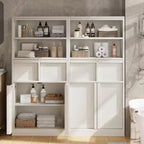 Meuble de salle de bain avec portes et tiroirs, meuble de rangement sur pied, meuble de rangement haut pour salle de bain, salon, cuisine, garde-manger