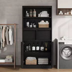 Meuble de salle de bain avec portes et tiroirs, meuble de rangement sur pied, meuble de rangement haut pour salle de bain, salon, cuisine, garde-manger