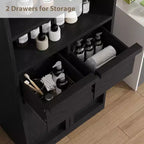 Meuble de salle de bain avec portes et tiroirs, meuble de rangement sur pied, meuble de rangement haut pour salle de bain, salon, cuisine, garde-manger