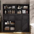 Meuble de salle de bain avec portes et tiroirs, meuble de rangement sur pied, meuble de rangement haut pour salle de bain, salon, cuisine, garde-manger
