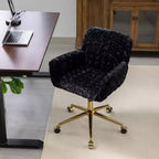 Chaise de Bureau en Velours, Chaise de Bureau avec Base en Métal Doré, Chaise Pivotante à Hauteur Réglable pour Bureau, Maison