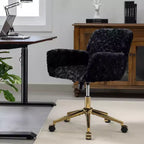 Chaise de Bureau en Velours, Chaise de Bureau avec Base en Métal Doré, Chaise Pivotante à Hauteur Réglable pour Bureau, Maison