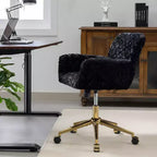 Chaise de Bureau en Velours, Chaise de Bureau avec Base en Métal Doré, Chaise Pivotante à Hauteur Réglable pour Bureau, Maison