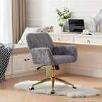 Chaise de Bureau en Velours, Chaise de Bureau avec Base en Métal Doré, Chaise Pivotante à Hauteur Réglable pour Bureau, Maison
