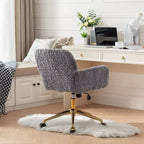 Chaise de Bureau en Velours, Chaise de Bureau avec Base en Métal Doré, Chaise Pivotante à Hauteur Réglable pour Bureau, Maison