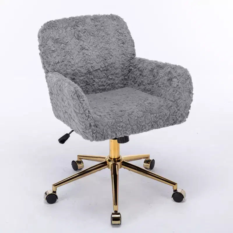 Chaise de Bureau en Velours, Chaise de Bureau avec Base en Métal Doré, Chaise Pivotante à Hauteur Réglable pour Bureau, Maison