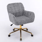 Chaise de Bureau en Velours, Chaise de Bureau avec Base en Métal Doré, Chaise Pivotante à Hauteur Réglable pour Bureau, Maison