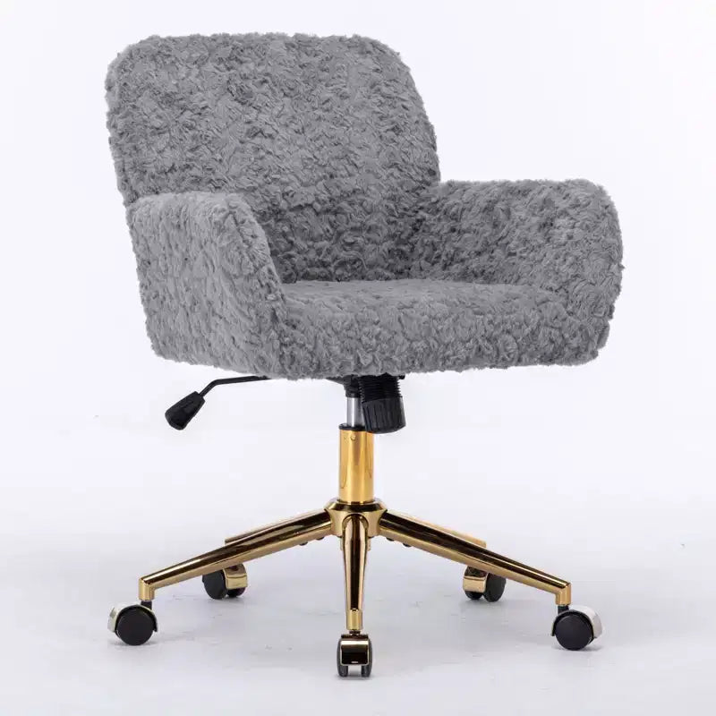 Chaise de Bureau en Velours, Chaise de Bureau avec Base en Métal Doré, Chaise Pivotante à Hauteur Réglable pour Bureau, Maison
