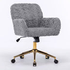 Chaise de Bureau en Velours, Chaise de Bureau avec Base en Métal Doré, Chaise Pivotante à Hauteur Réglable pour Bureau, Maison