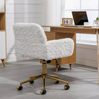 Chaise de Bureau en Velours, Chaise de Bureau avec Base en Métal Doré, Chaise Pivotante à Hauteur Réglable pour Bureau, Maison