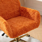 Chaise de Bureau en Velours, Chaise de Bureau avec Base en Métal Doré, Chaise Pivotante à Hauteur Réglable pour Bureau, Maison