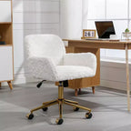Chaise de Bureau en Velours, Chaise de Bureau avec Base en Métal Doré, Chaise Pivotante à Hauteur Réglable pour Bureau, Maison