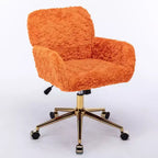 Chaise de Bureau en Velours, Chaise de Bureau avec Base en Métal Doré, Chaise Pivotante à Hauteur Réglable pour Bureau, Maison