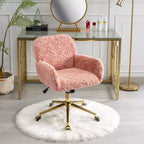 Chaise de Bureau en Velours, Chaise de Bureau avec Base en Métal Doré, Chaise Pivotante à Hauteur Réglable pour Bureau, Maison