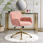 Chaise de Bureau en Velours, Chaise de Bureau avec Base en Métal Doré, Chaise Pivotante à Hauteur Réglable pour Bureau, Maison