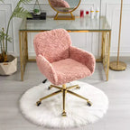 Chaise de Bureau en Velours, Chaise de Bureau avec Base en Métal Doré, Chaise Pivotante à Hauteur Réglable pour Bureau, Maison