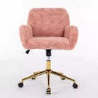 Chaise de Bureau en Velours, Chaise de Bureau avec Base en Métal Doré, Chaise Pivotante à Hauteur Réglable pour Bureau, Maison