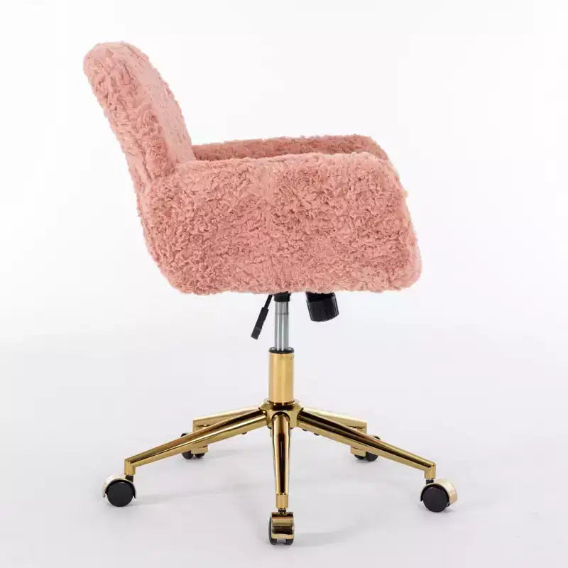 Chaise de Bureau en Velours, Chaise de Bureau avec Base en Métal Doré, Chaise Pivotante à Hauteur Réglable pour Bureau, Maison