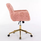 Chaise de Bureau en Velours, Chaise de Bureau avec Base en Métal Doré, Chaise Pivotante à Hauteur Réglable pour Bureau, Maison
