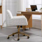 Chaise de Bureau en Velours, Chaise de Bureau avec Base en Métal Doré, Chaise Pivotante à Hauteur Réglable pour Bureau, Maison