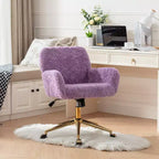 Chaise de Bureau en Velours, Chaise de Bureau avec Base en Métal Doré, Chaise Pivotante à Hauteur Réglable pour Bureau, Maison