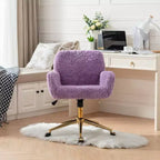 Chaise de Bureau en Velours, Chaise de Bureau avec Base en Métal Doré, Chaise Pivotante à Hauteur Réglable pour Bureau, Maison