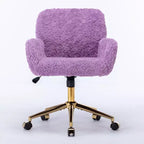 Chaise de Bureau en Velours, Chaise de Bureau avec Base en Métal Doré, Chaise Pivotante à Hauteur Réglable pour Bureau, Maison