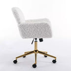Chaise de Bureau en Velours, Chaise de Bureau avec Base en Métal Doré, Chaise Pivotante à Hauteur Réglable pour Bureau, Maison
