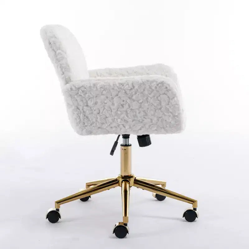 Chaise de Bureau en Velours, Chaise de Bureau avec Base en Métal Doré, Chaise Pivotante à Hauteur Réglable pour Bureau, Maison