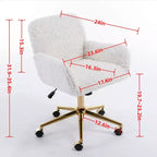 Chaise de Bureau en Velours, Chaise de Bureau avec Base en Métal Doré, Chaise Pivotante à Hauteur Réglable pour Bureau, Maison