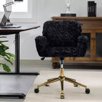Chaise de Bureau en Velours, Chaise de Bureau avec Base en Métal Doré, Chaise Pivotante à Hauteur Réglable pour Bureau, Maison