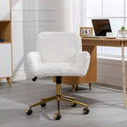 Okak Velvet Office Chair, Desk Chair with Golden Metal Base, Swivel Chair with Adjustable Height for Office, Home
